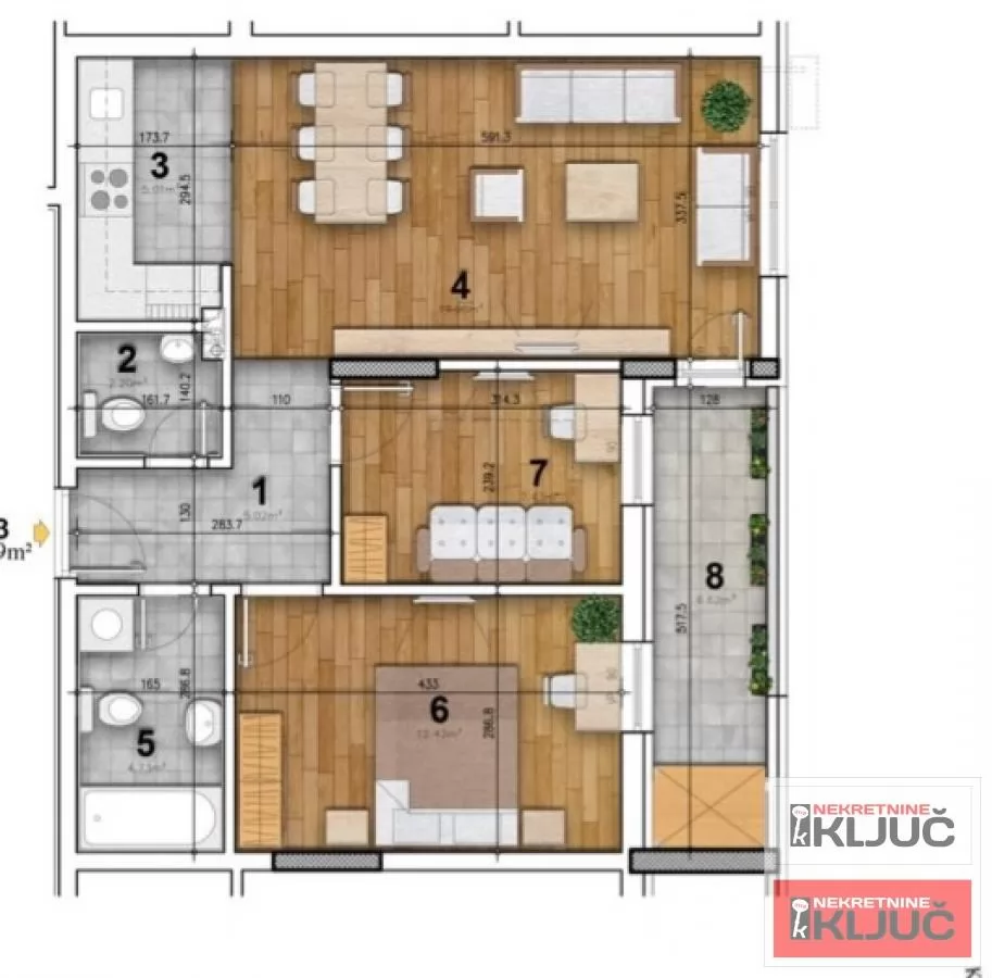 KOD SUP-A, 62m2, Dvoiposoban-polunamešten, KRALJEV PARK 13