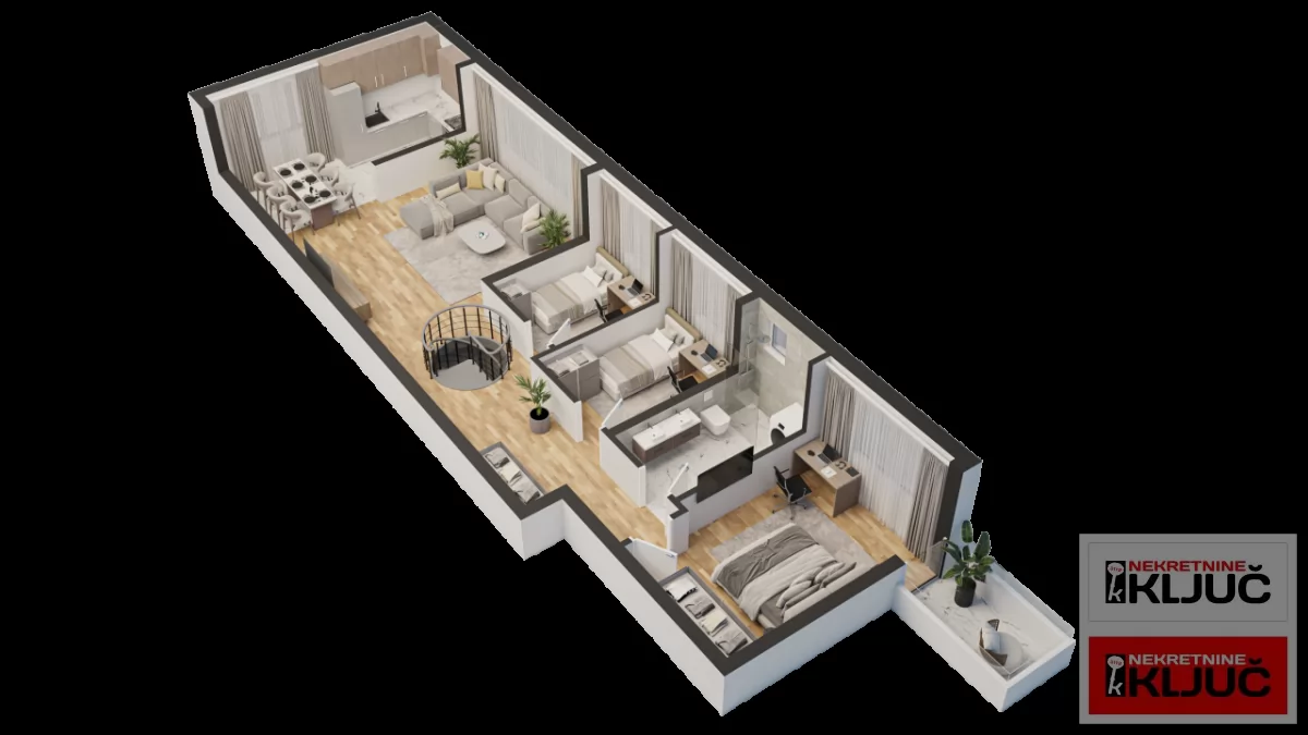 TELEP, 87m2+55m2, krovna terasa, Troiposoban-Penthouse sa pdv 1