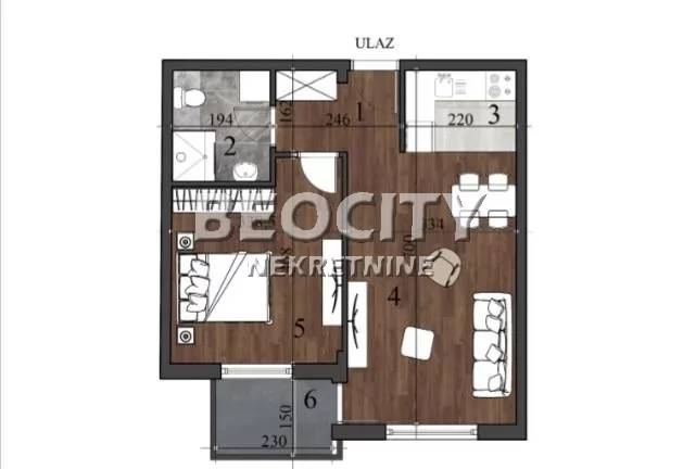 Dvosoban stan, 46 m2, Nova Detelinara ID: 129957 1