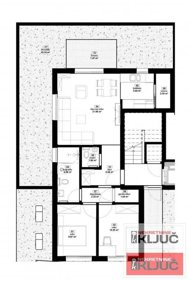 SREMSKA KAMENICA, 68m2 + Dvorište 45m2, Trosoban sa pdv, Parking, SMART HOME 2