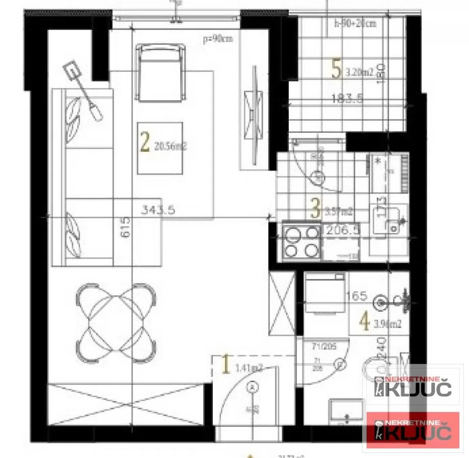 PETROVARADIN, 29m2, Jednosoban sa pdv 1