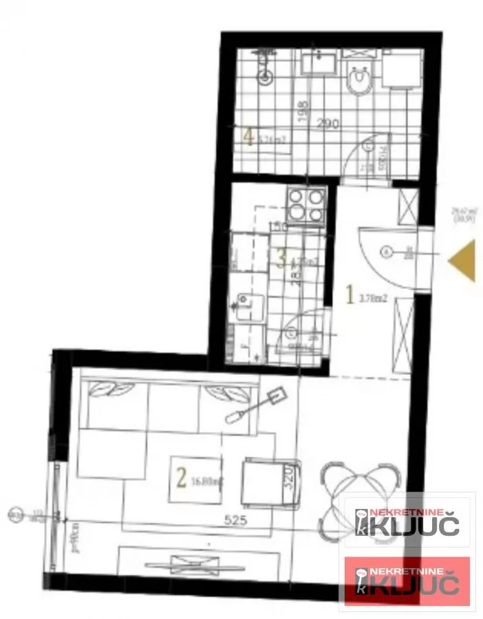 PETROVARADIN, 30m2, Jednosoban sa pdv 1