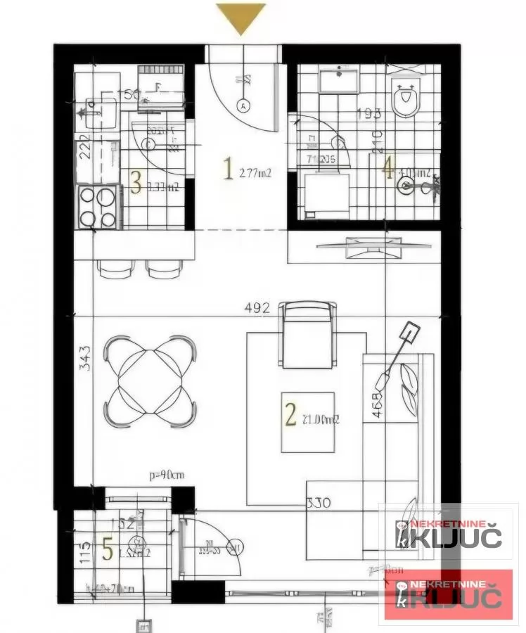 PETROVARADIN, 32 m2, Jednosoban sa pdv 1