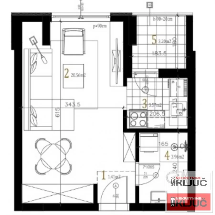 PETROVARADIN, 32m2, Jednosoban sa pdv 1