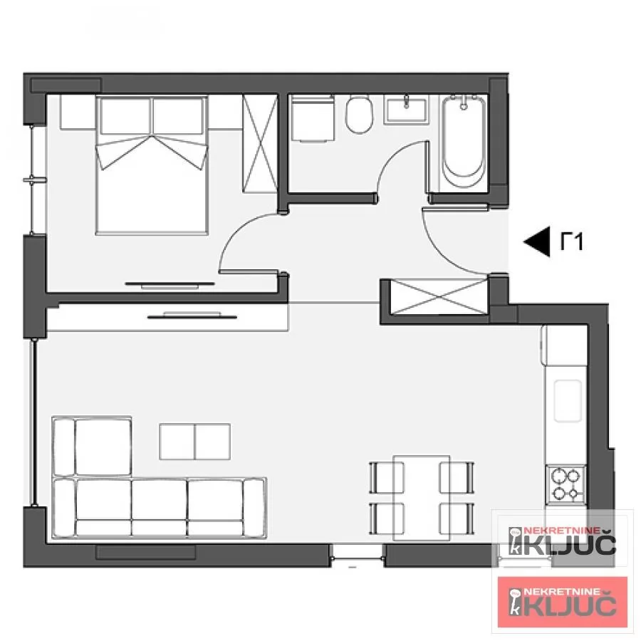 ADICE, 43m2, Dvosoban, Izgradnja 1