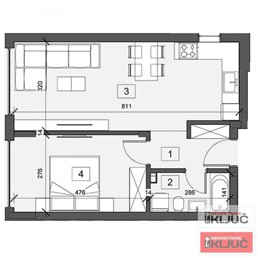 ADICE, 46m2, Dvosoban, Izgradnja 1