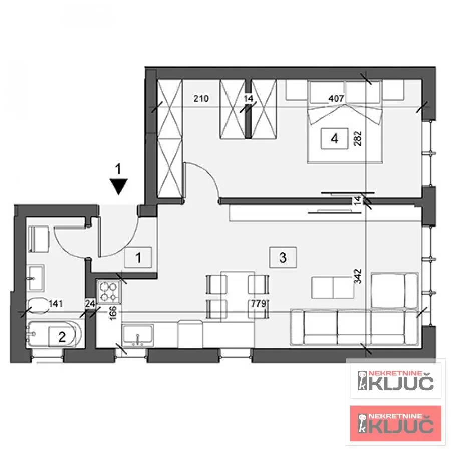 ADICE, 48m2, Dvosoban, Izgradnja 1