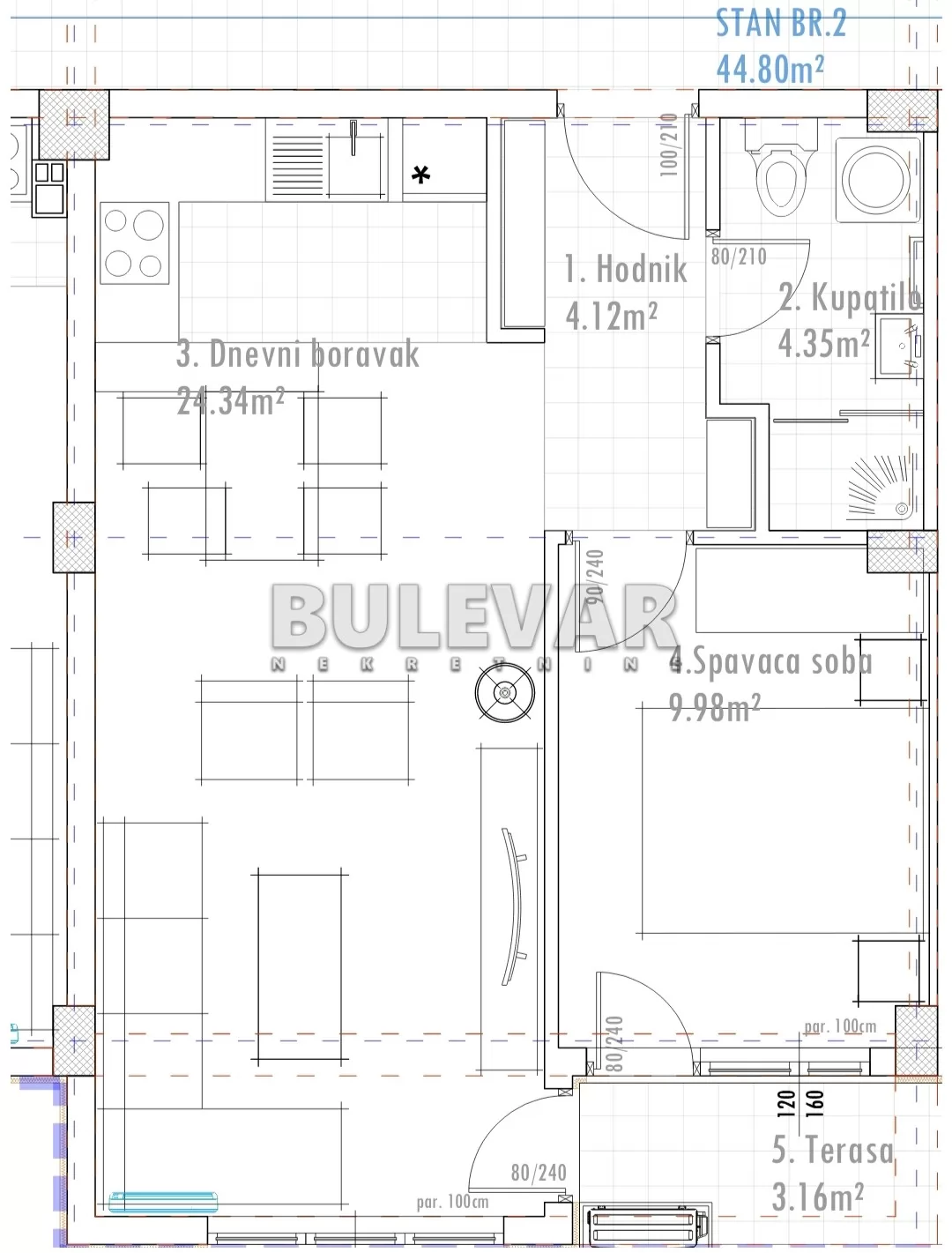Dvosoban stan, 45 m2, Dubočica, Bulevar Nikole Pašića ID: p-016095 1