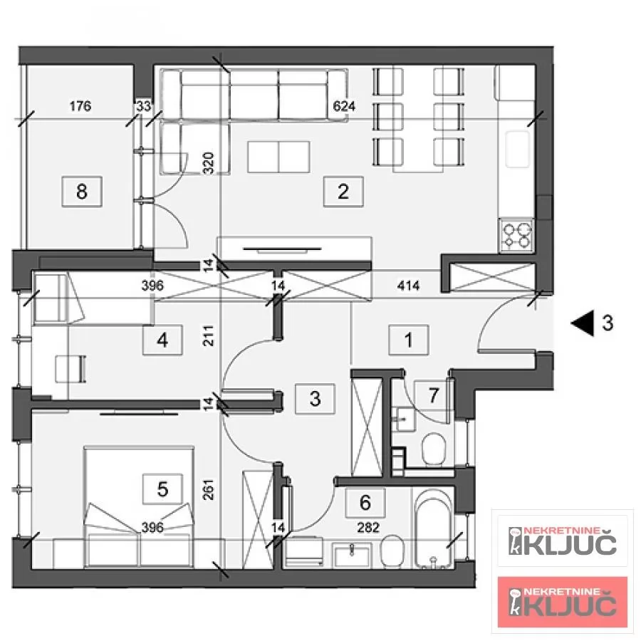ADICE, 58m2, Dvoiposoban sa pdv, Izgradnja 1