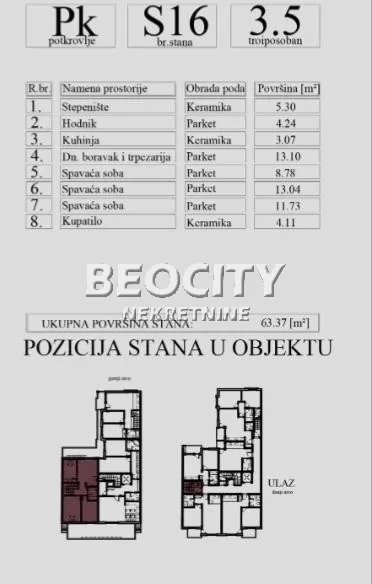 četvorosoban stan, 63 m2, Nova Detelinara ID: 130777 2