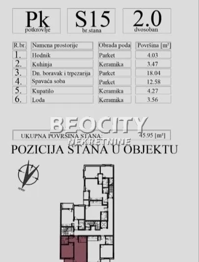 Dvosoban stan, 46 m2, Nova Detelinara ID: 130778 2