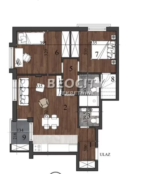 Trosoban stan, 60 m2, Nova Detelinara ID: 130779 1