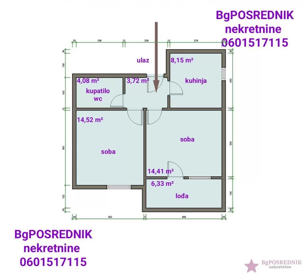 Čukarica, Julino brdo, miran kraj, uknjižen 51(lođa), cg 2