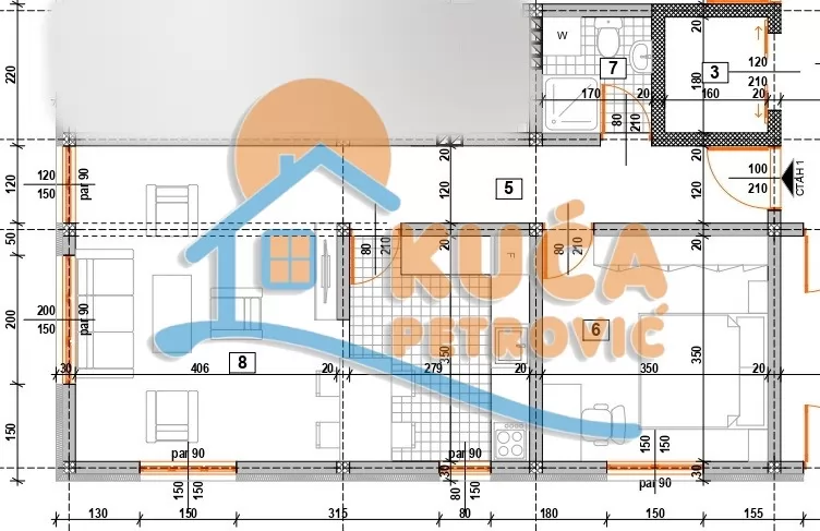 Dvosoban stan, 53.69 m2, Donja Vrežina, Nikole Rašića Koleta ID: p-016170 4