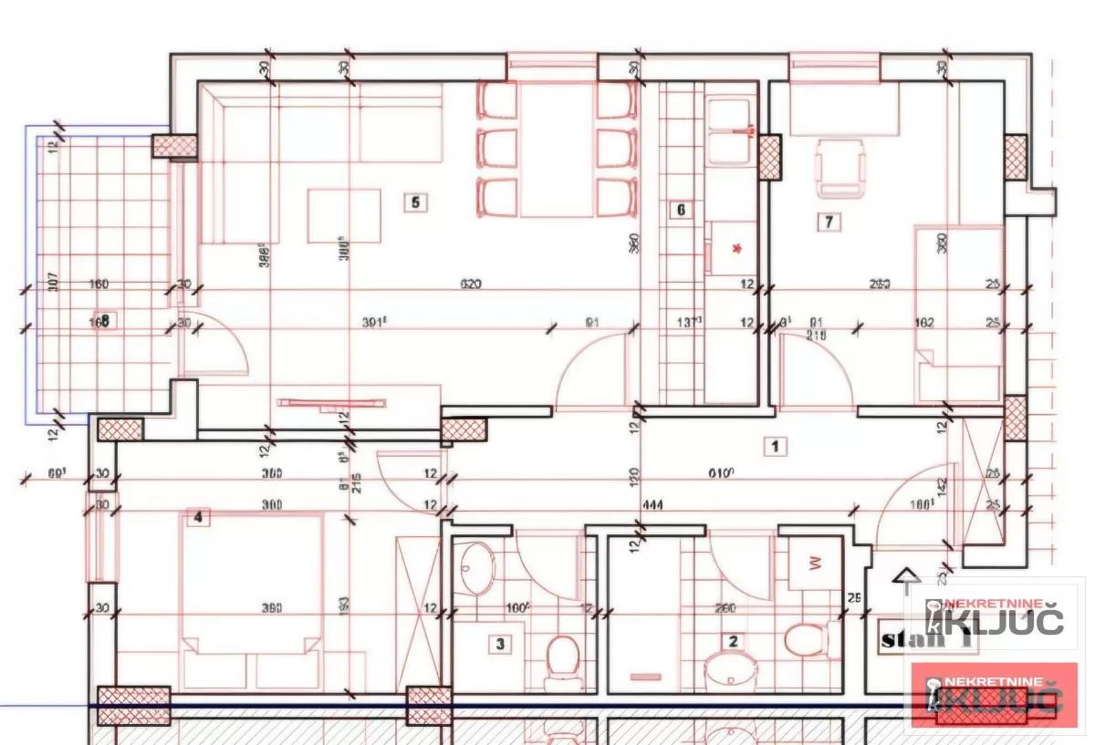 PETROVARADIN, 60m2, Trosoban sa pdv, Izgradnja 1