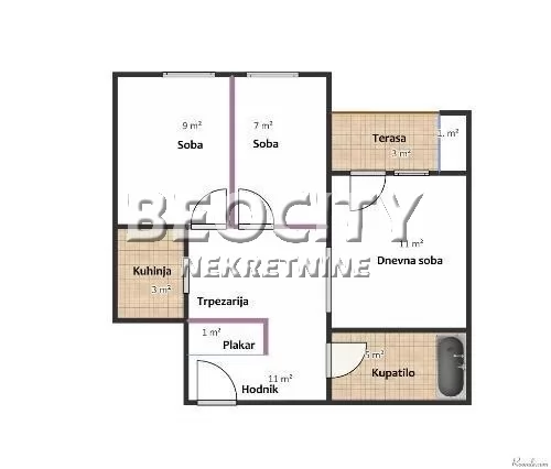 Dvosoban stan, 52 m2, Socijalno, Lukijana Mušickog ID: 131256 1