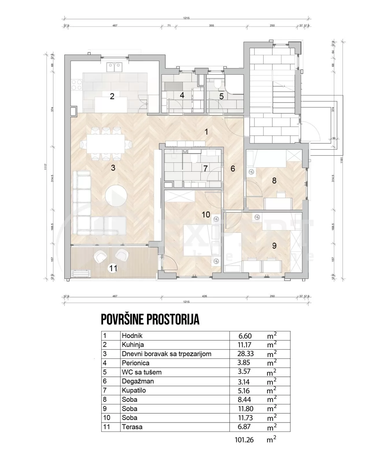 četvorosoban stan, 101.26 m2, Crveni krst, Matije Bana ID: p-016223 13