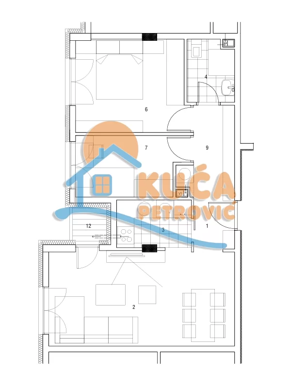 Dvosoban stan, 54.5 m2, Čamurlija, Cetinjska ID: p-016227 3