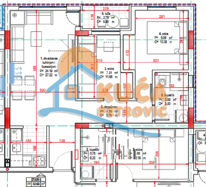 Dvosoban stan, 50.68 m2, Pantelej, Kosovke Devojke ID: p-015697 2
