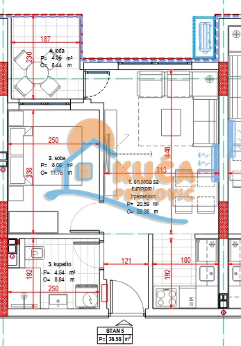 Jednosoban stan, 36.58 m2, Pantelej, Kosovke Devojke ID: p-015696 2