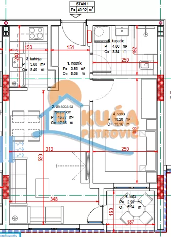 Jednosoban stan, 40.92 m2, Pantelej, Kosovke Devojke ID: p-015693 2