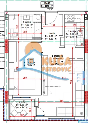 Jednosoban stan, 40.92 m2, Pantelej, Kosovke Devojke ID: p-015735 2
