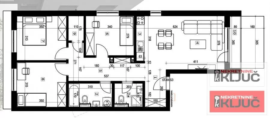 NAJLON PIJACA, 80m2, Troiposoban sa pdv, Izgradnja, Kredit 1
