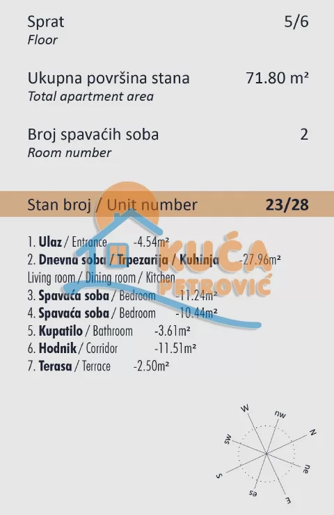 Trosoban stan, 72 m2, Čair, Takovska ID: p-016275 3