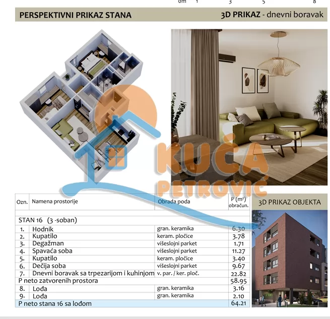 Trosoban stan, 64.21 m2, Duvanište, Naserova ID: p-015827 3