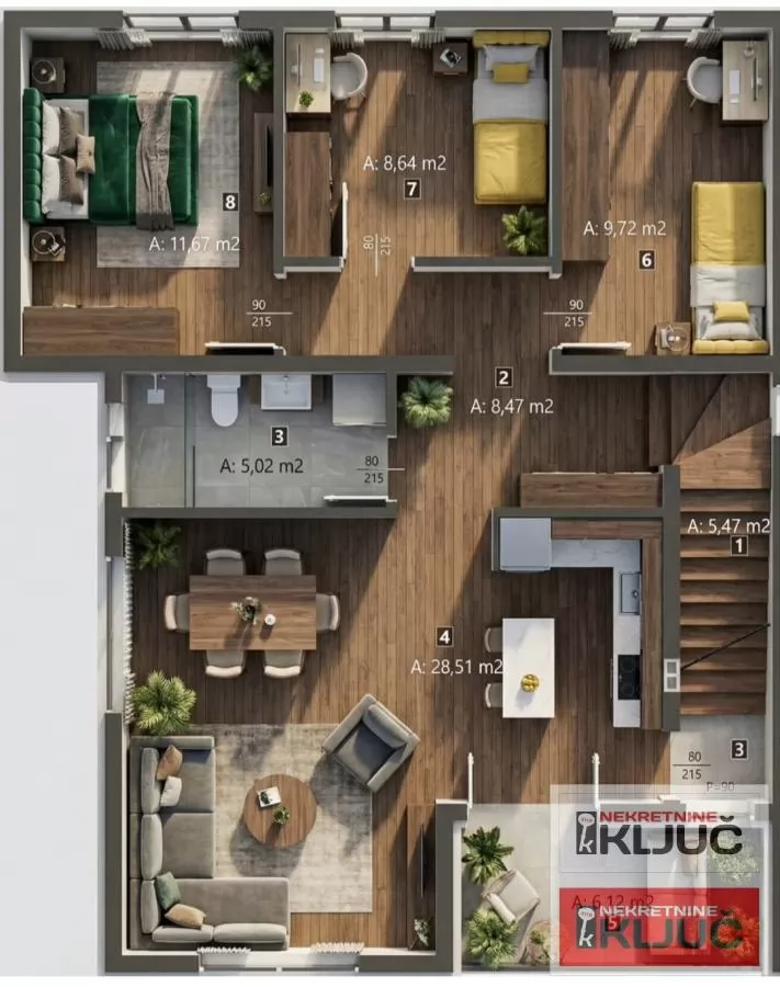 KOD NAJLON PIJACE, 100m2, Petosoban-duplex sa Krovnom terasom i parking mestom 1