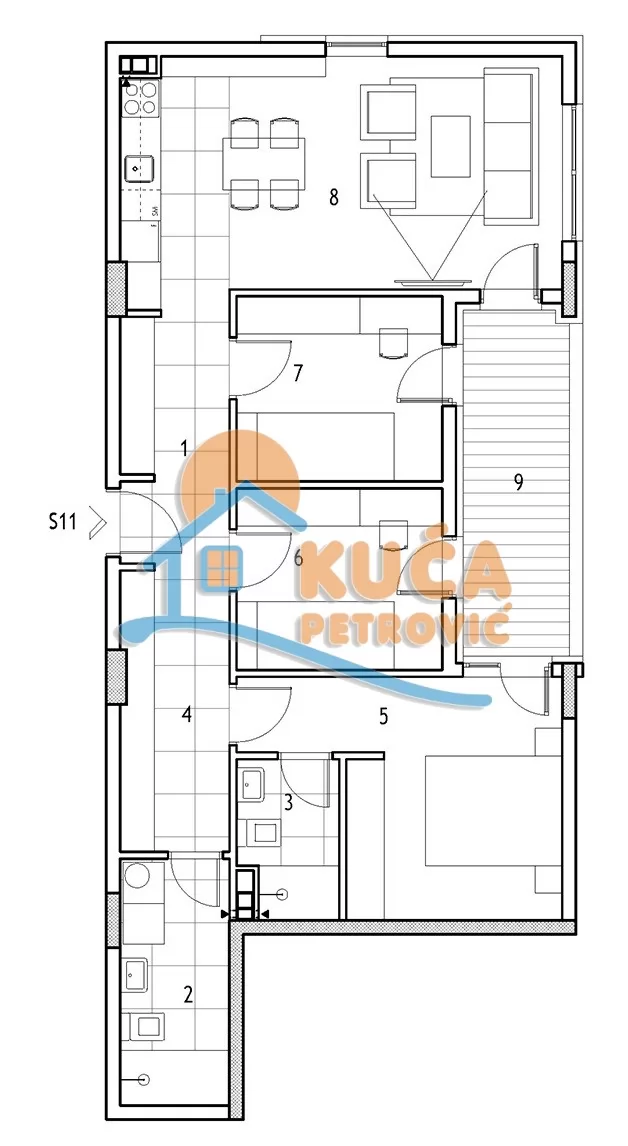 četvorosoban stan, 77.9 m2, Dom zdravlja, Jovana Skerlića ID: p-016417 3