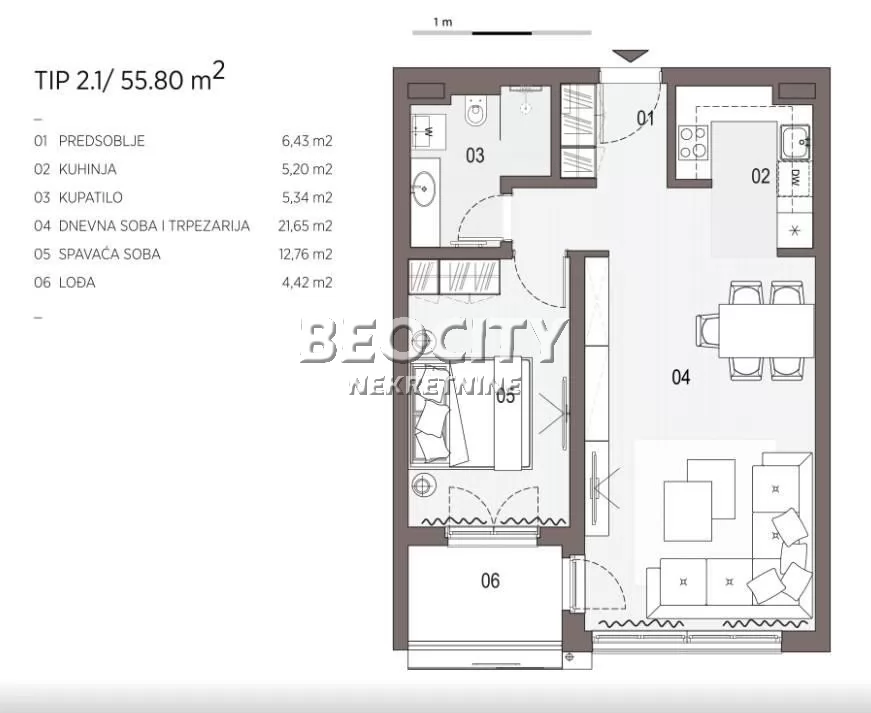 Dvosoban stan, 56 m2, Tošin bunar, Airport Garden Djordja Stanojevića ID: 132638 13