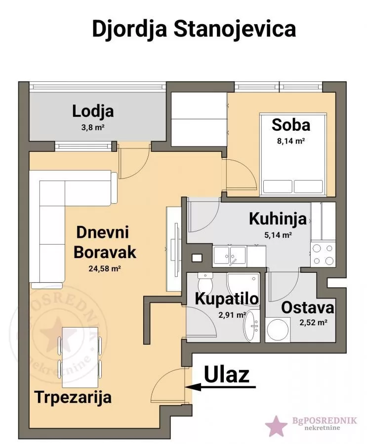 Novi Beograd, Belvil, Đorđa Jovanovića, 47m2 2