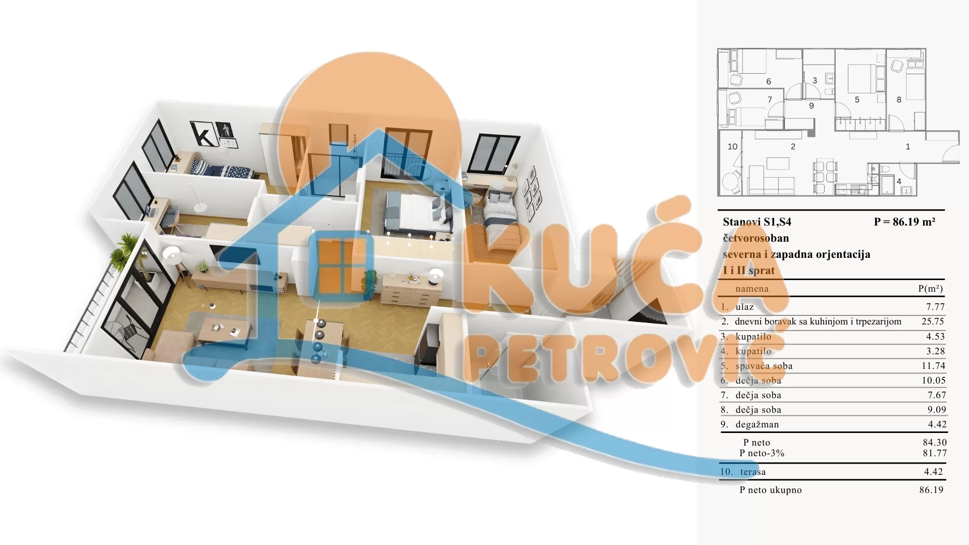 četvorosoban stan, 86.19 m2, Dom zdravlja, Vojvode Mišića ID: p-016591 1