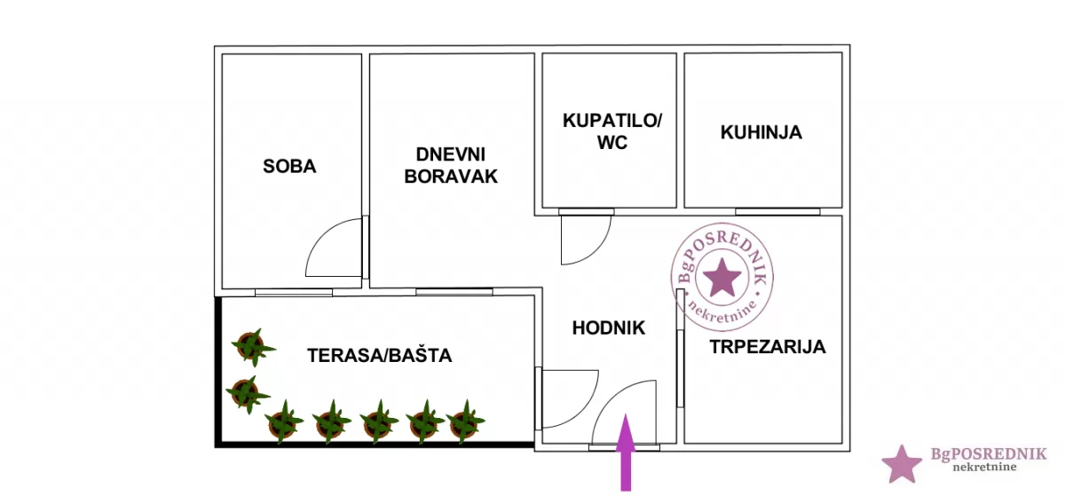 Stari grad, Bajlonova pijaca, Venizelosova, 29m2+13m2 terasa 2