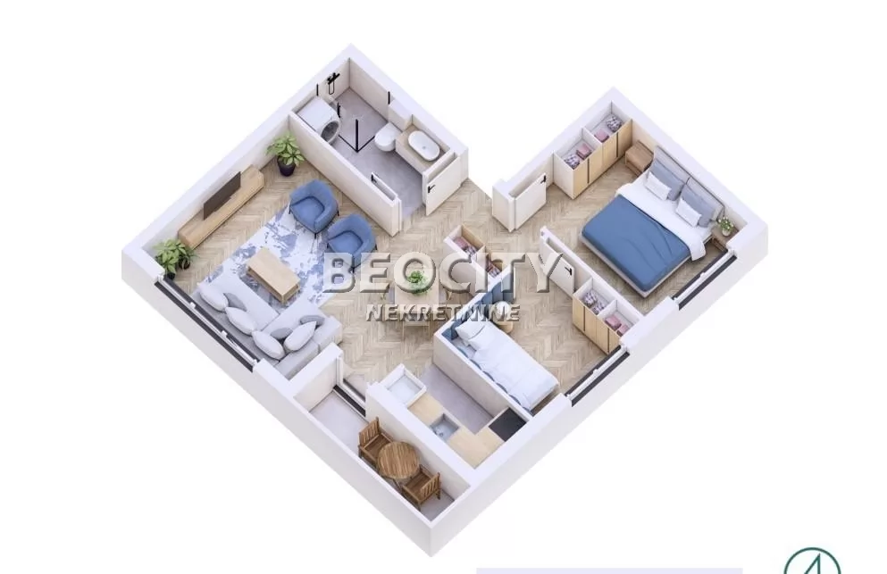 Trosoban stan, 53 m2, Adice ID: 133459 1