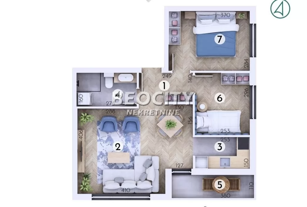 Trosoban stan, 53 m2, Adice ID: 133459 2