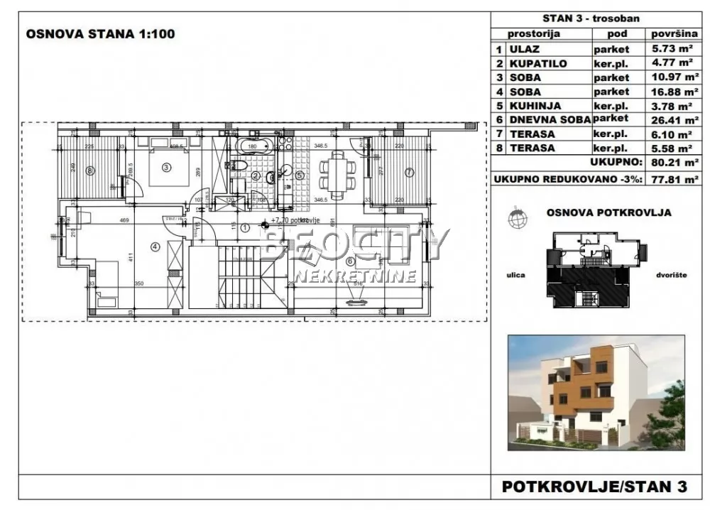 Trosoban stan, 78 m2, Telep, Gorana Kovačića ID: 121480 8