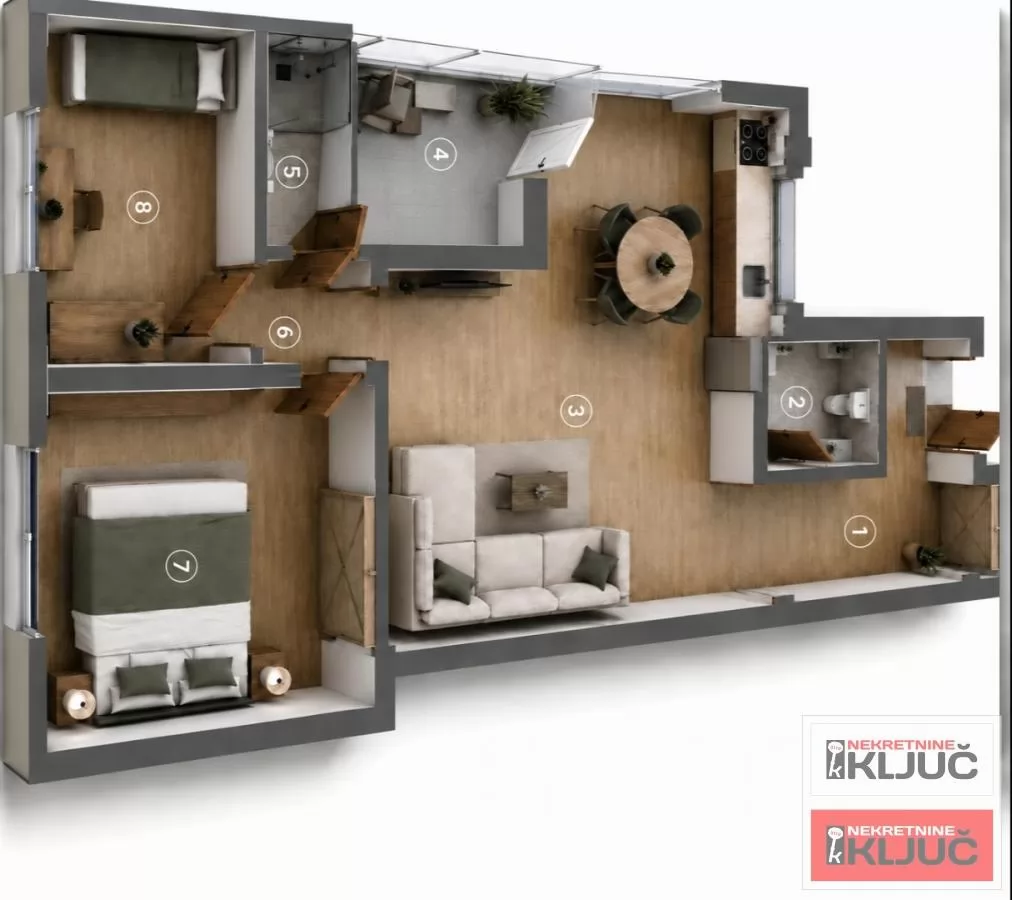 ADICE, 55m2, Dvoiposoban sa pdv, Parking mesto 1
