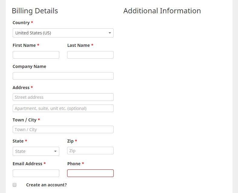 woocommerce billing details page