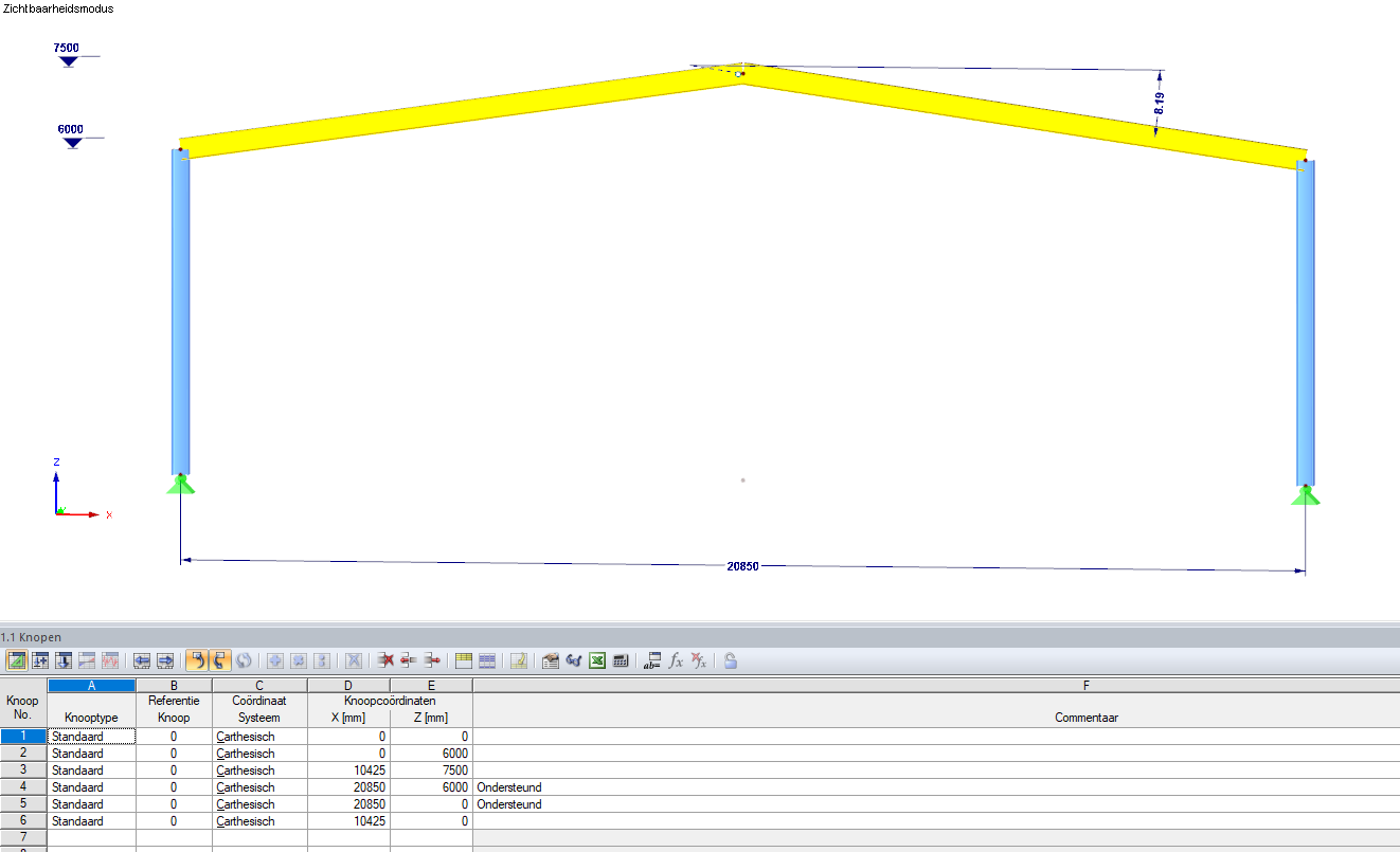 Aangepast model in RFEM via gegevens in excel