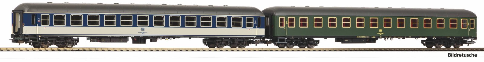 2er Set Personenwg. 2x 2. Kl. Büm 234 POP und grün DB IV
