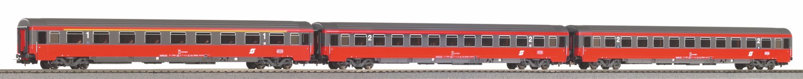 3er Set Schnellzugwg. Eurofima 1x 1. Kl. + 2x 2. Kl. ÖBB IV
