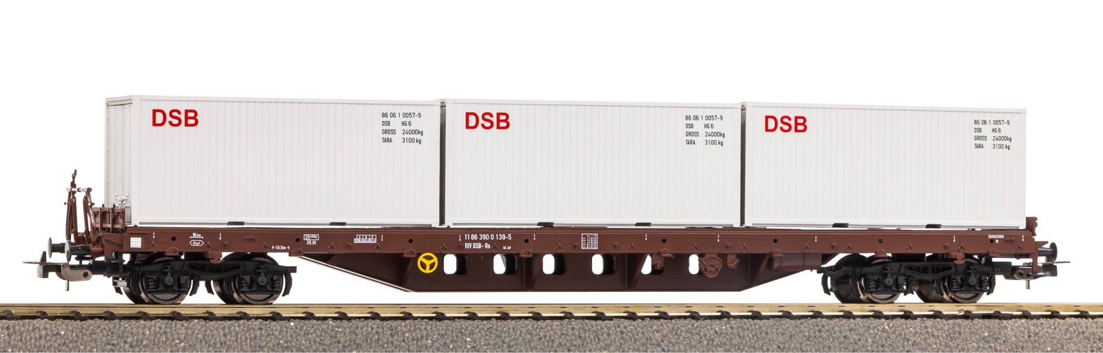 Containertragwg. Rs DSB  IV, beladen mit 3 Containern DSB