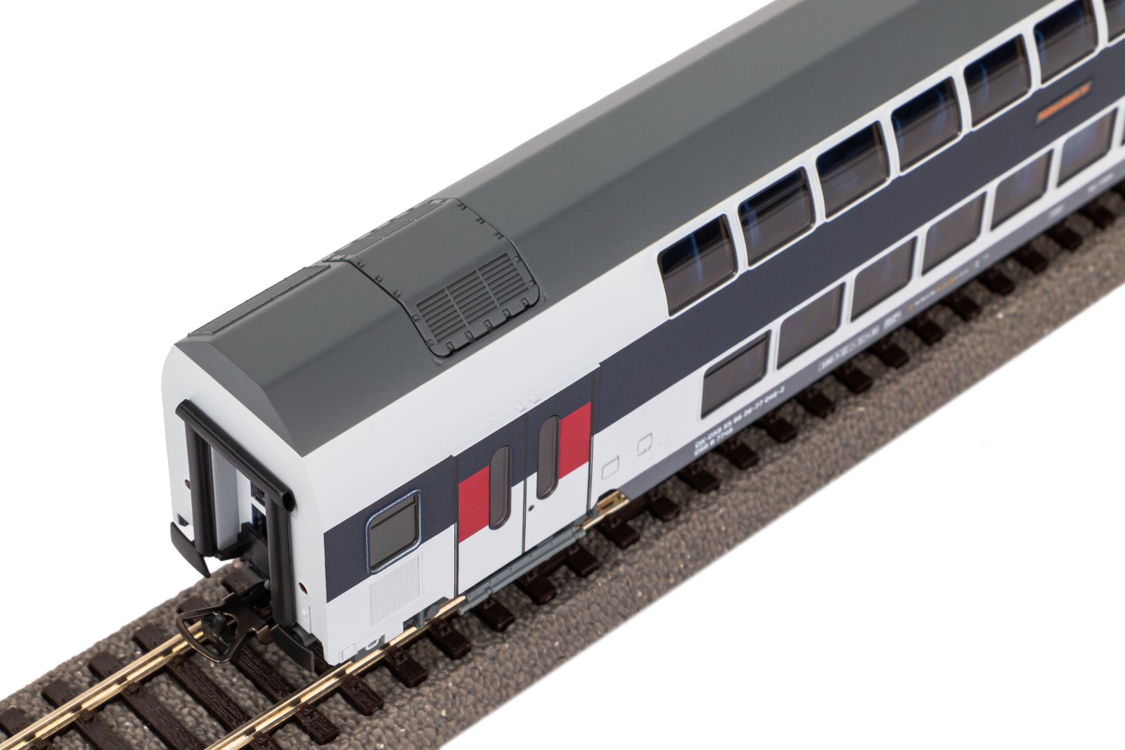 Doppelstockwg. DSB 2. Kl blau/weiß rote Tür