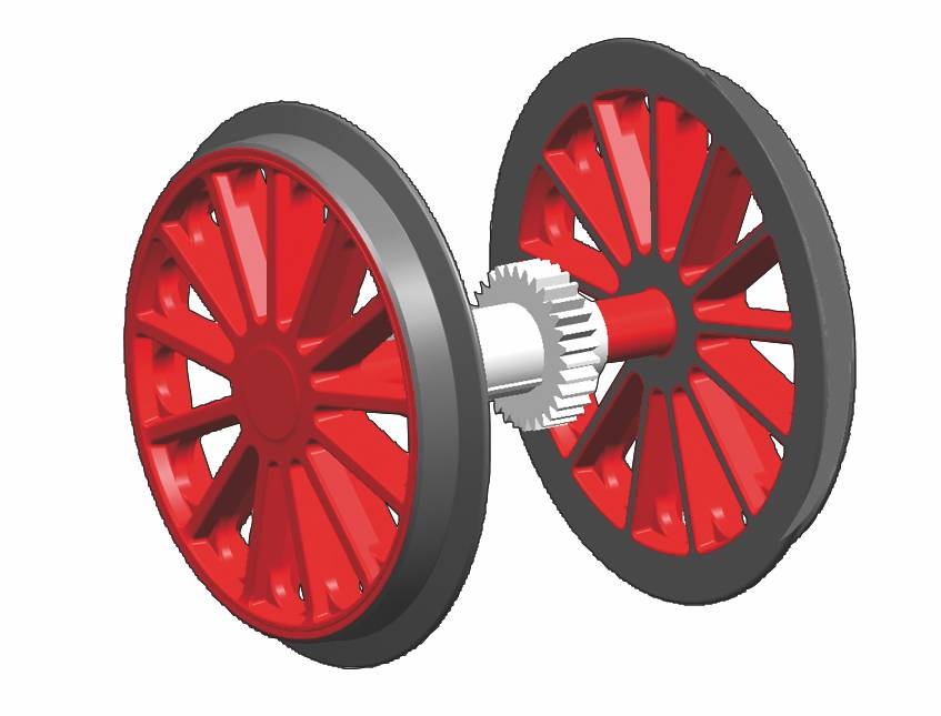 G-Radsatz rot BR 194 mit Zahnrad + Haftreifen