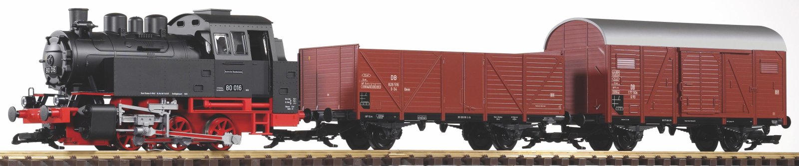 G-S-Set Güterzug BR 80 + zwei Güterwg. + Sound und Dampf DB III