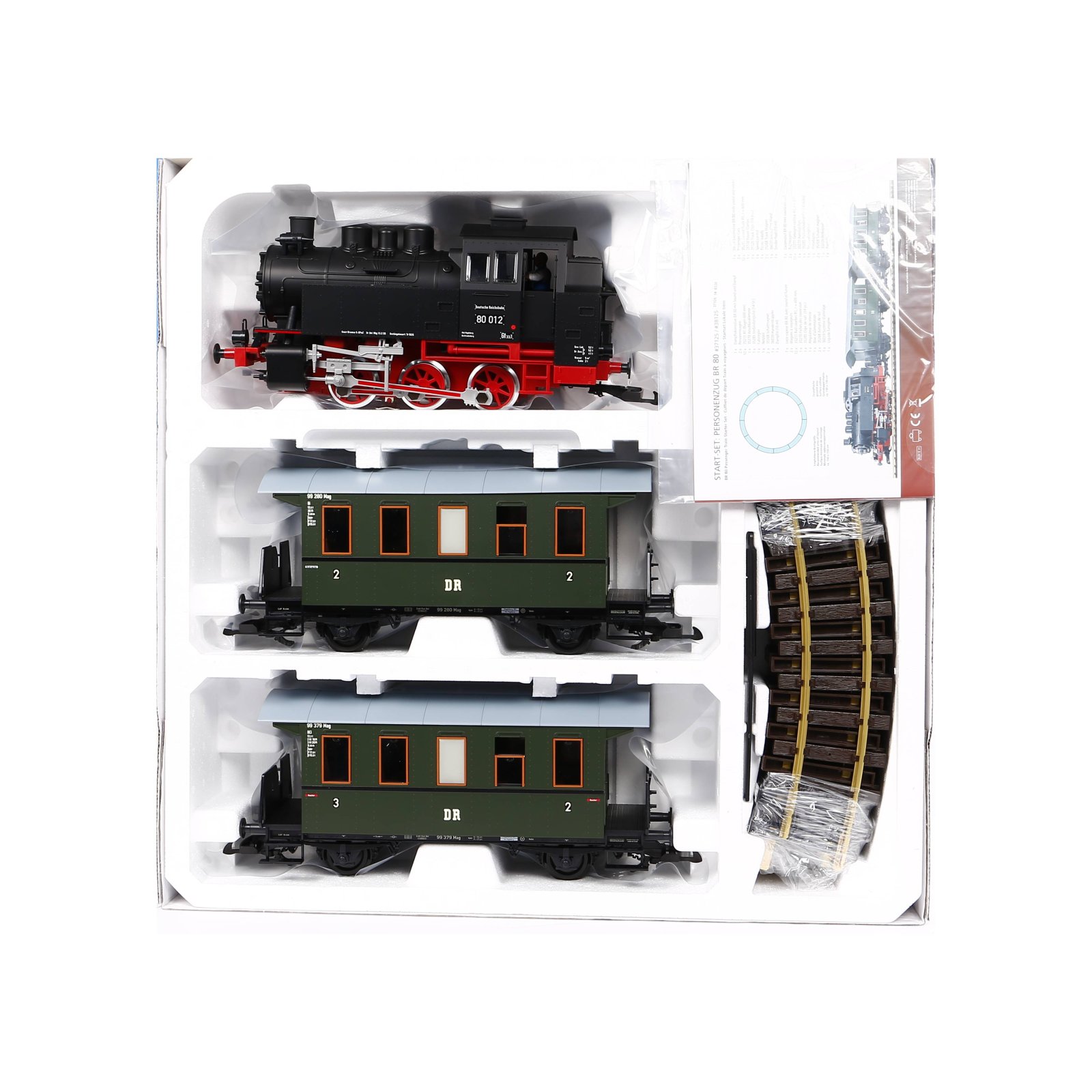 G-S-Set Personenzug BR 80 + zwei Personenwg. + Sound und Dampf  DR III