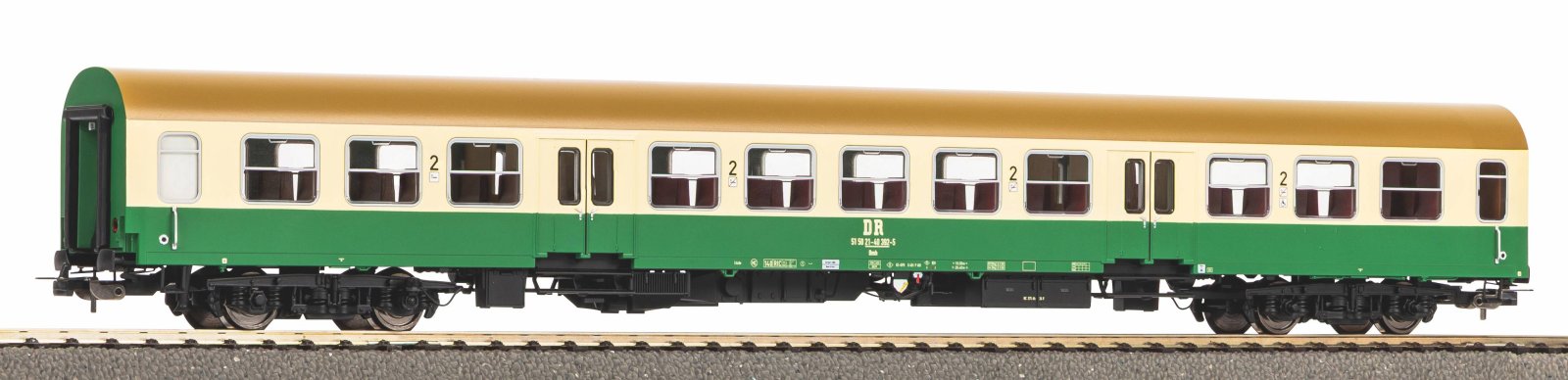 Halberstädter Mitteleinstiegswg. beige-grün 2. Kl. br. Dach DR IV