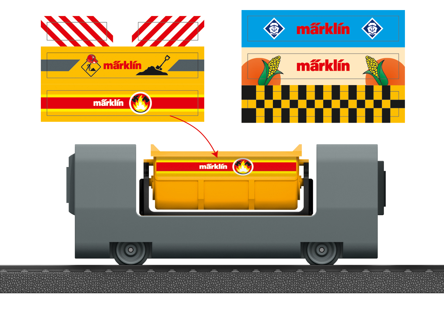Kippwagen mit Sticker